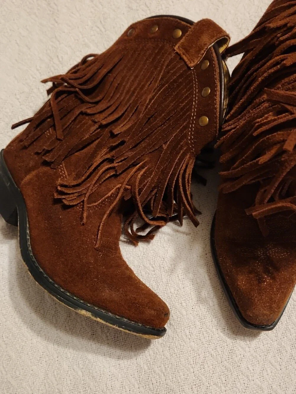 Shyanne Brown Suede Fringe Kids Western Boots